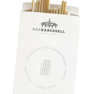 100 drinking straws made of plant fibers length 21cm x 0.6cm diameter