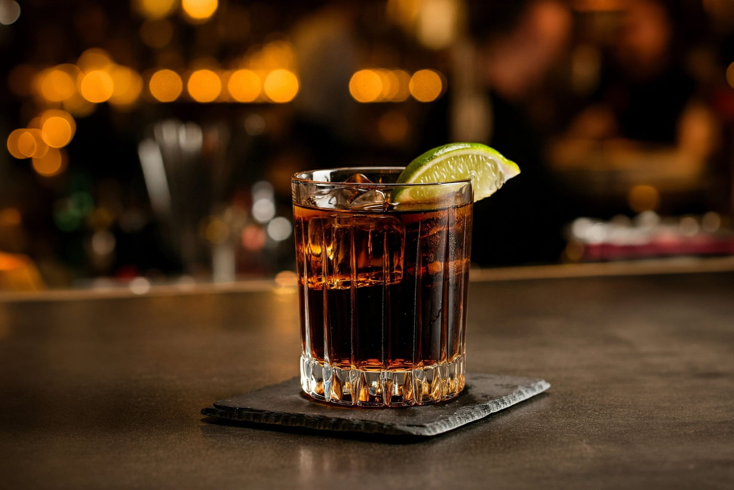a cuba libre in a classic bar